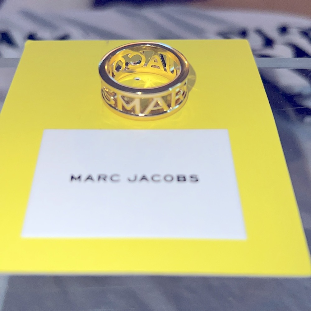 Marc Jacobs Logo Metal Ring, Size 8